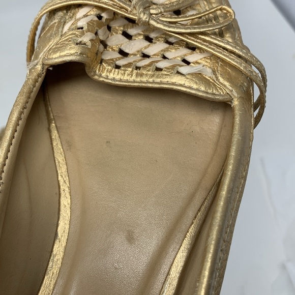 Kate Spade Gold Woven Loafers Size 7 - Picture 13 of 16